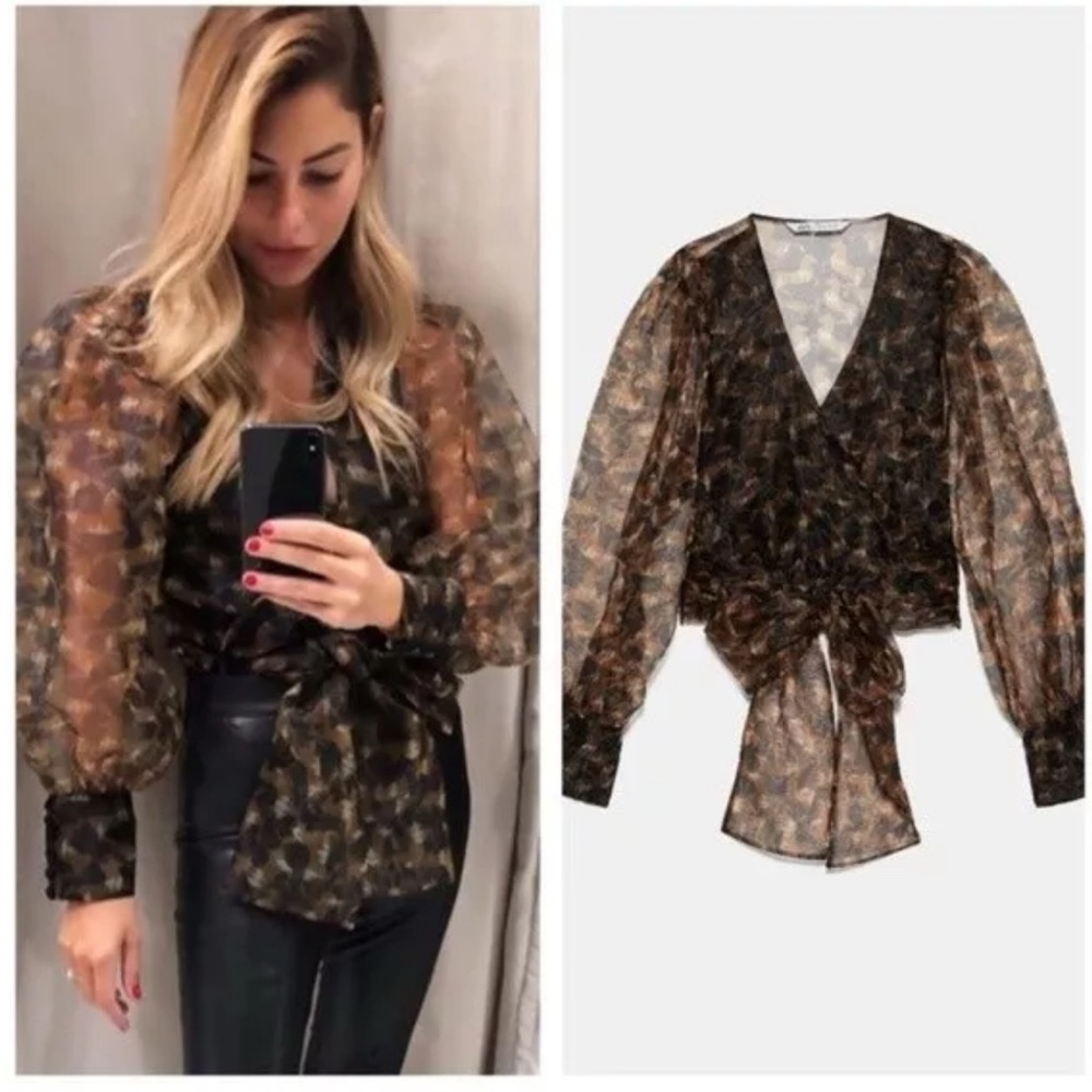 Zara Chic Sheer Blouse with Black Pants